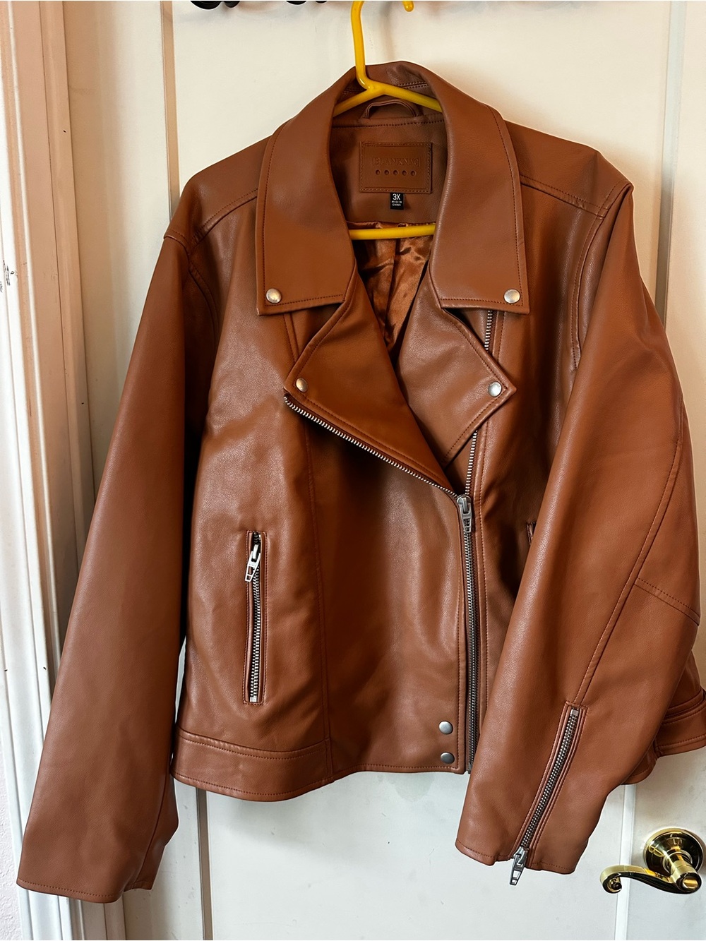 Blank NYC Tan Faux Leather Moto Jacket